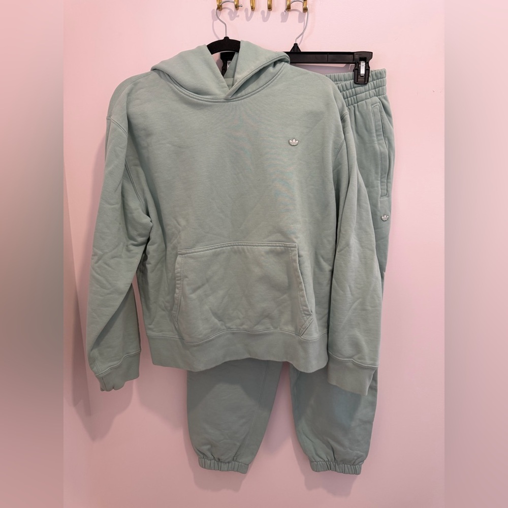 Adidas Hoodie and Jogger Set, Mint Color, Size Medium